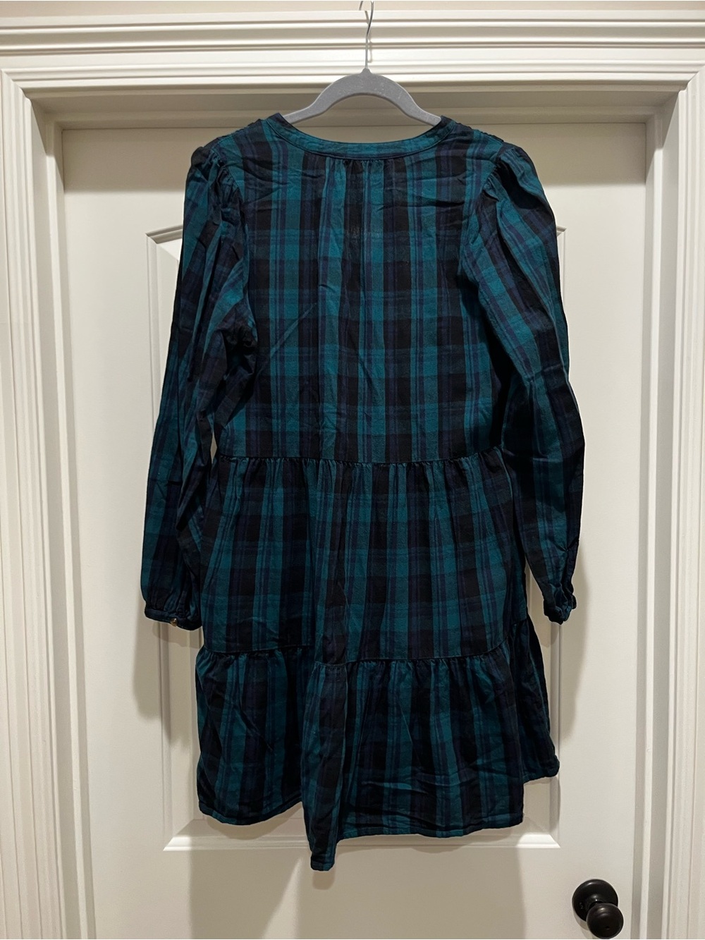Women's Teal and Navy Plaid Button-Front Dress - Picture 2 of 2